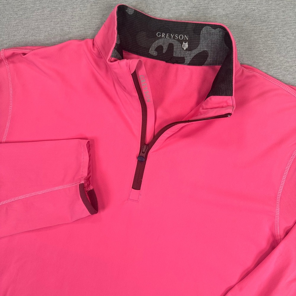 Greyson 1/4 Zip Pullover Mens XL Pink Camo Collar Black Hawk Golf Shirt